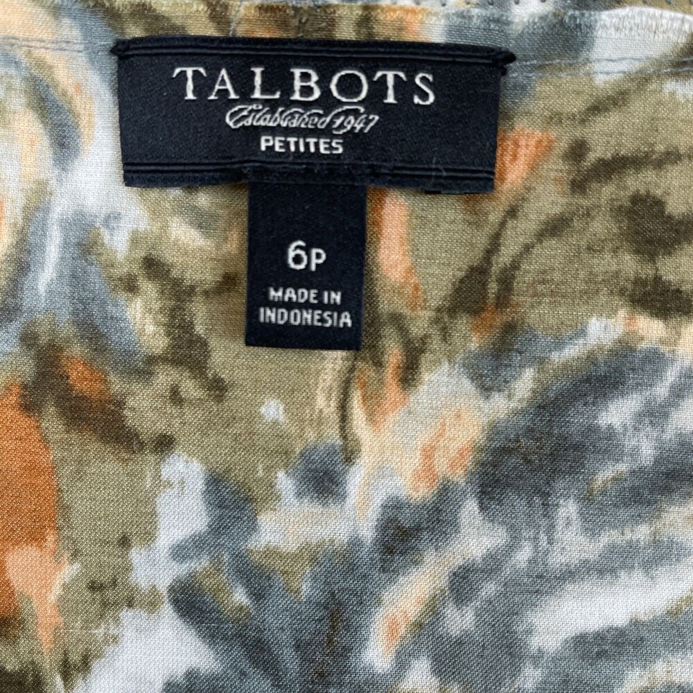 Talbots Petites 6p Blouse Gray Brown Multi Sleeveless Top - Picture 3 of 7